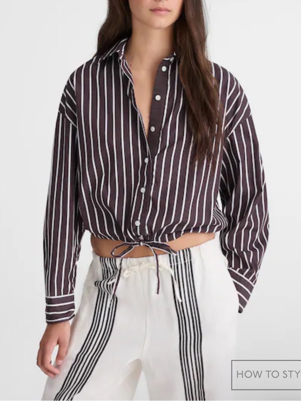Madewell Drawstring Button-Up Shirt in Poplin
